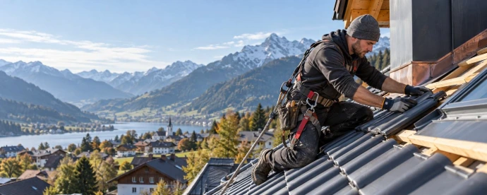 Dachdecker bei der Arbeit in Vorarlberg